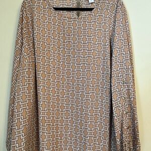 Liz Claiborne Beige Geometric Blouse